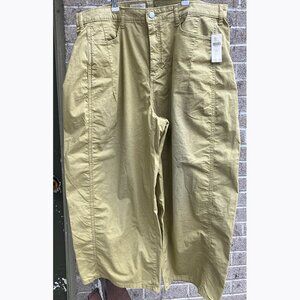 Plus Size Loose Fit Wide Leg Pants Green Cotton Size 16W NWT Anthropology